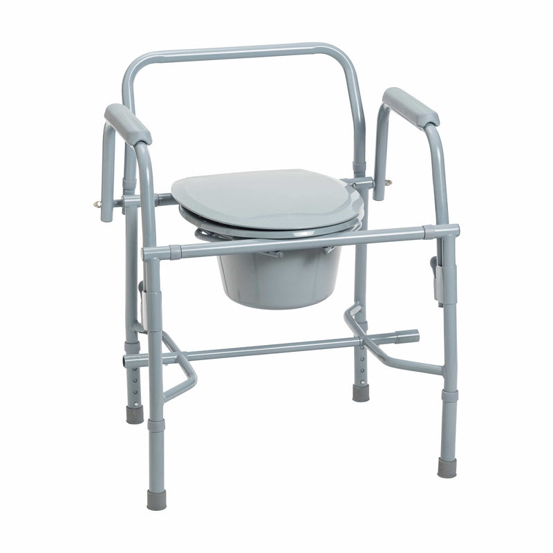 Drive Medical Commodes Drive Medical Steel Drop Arm Bedside Commode with Padded Arms