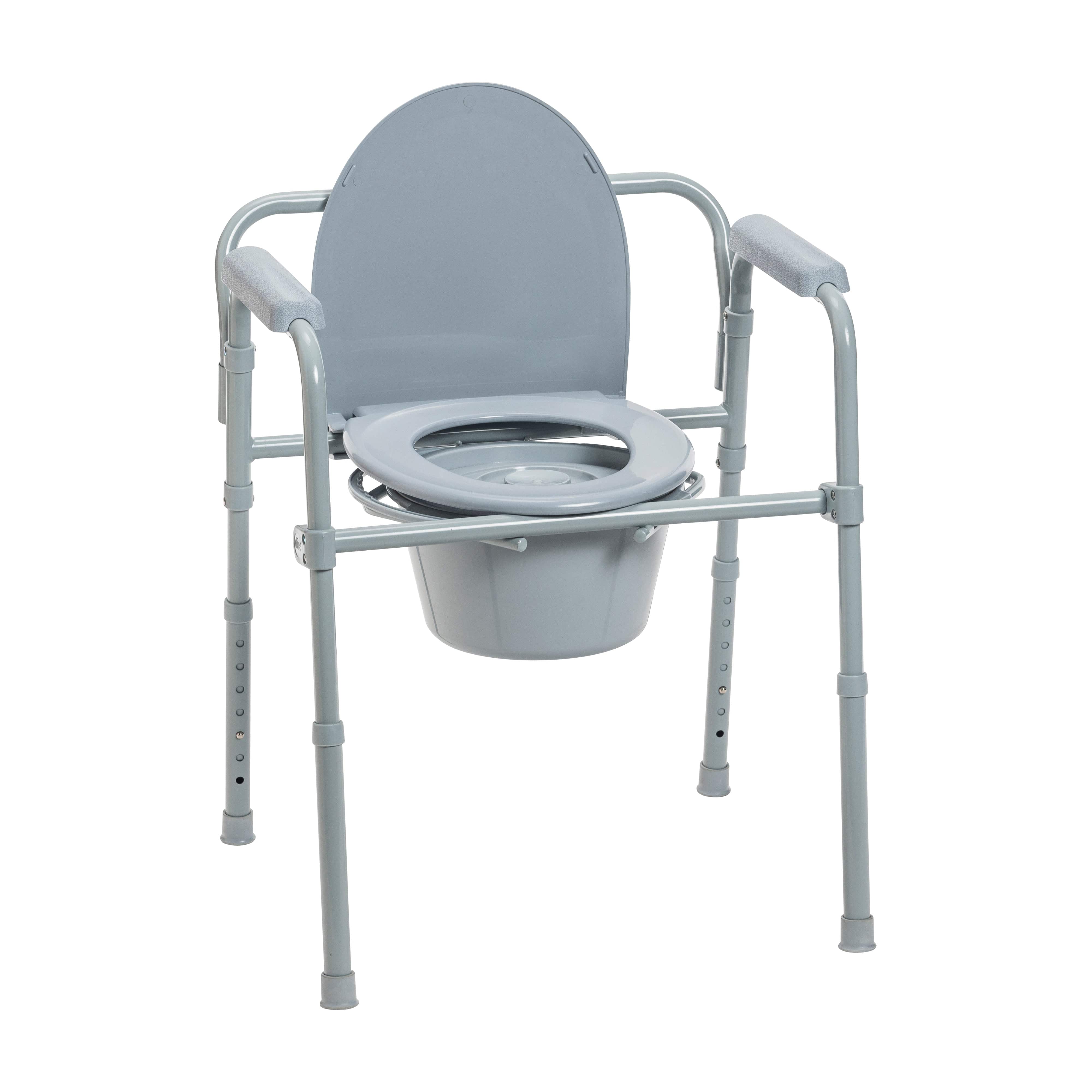 Drive Medical Commodes Gray Drive Medical Steel Folding Deep Seat Bedside Commode