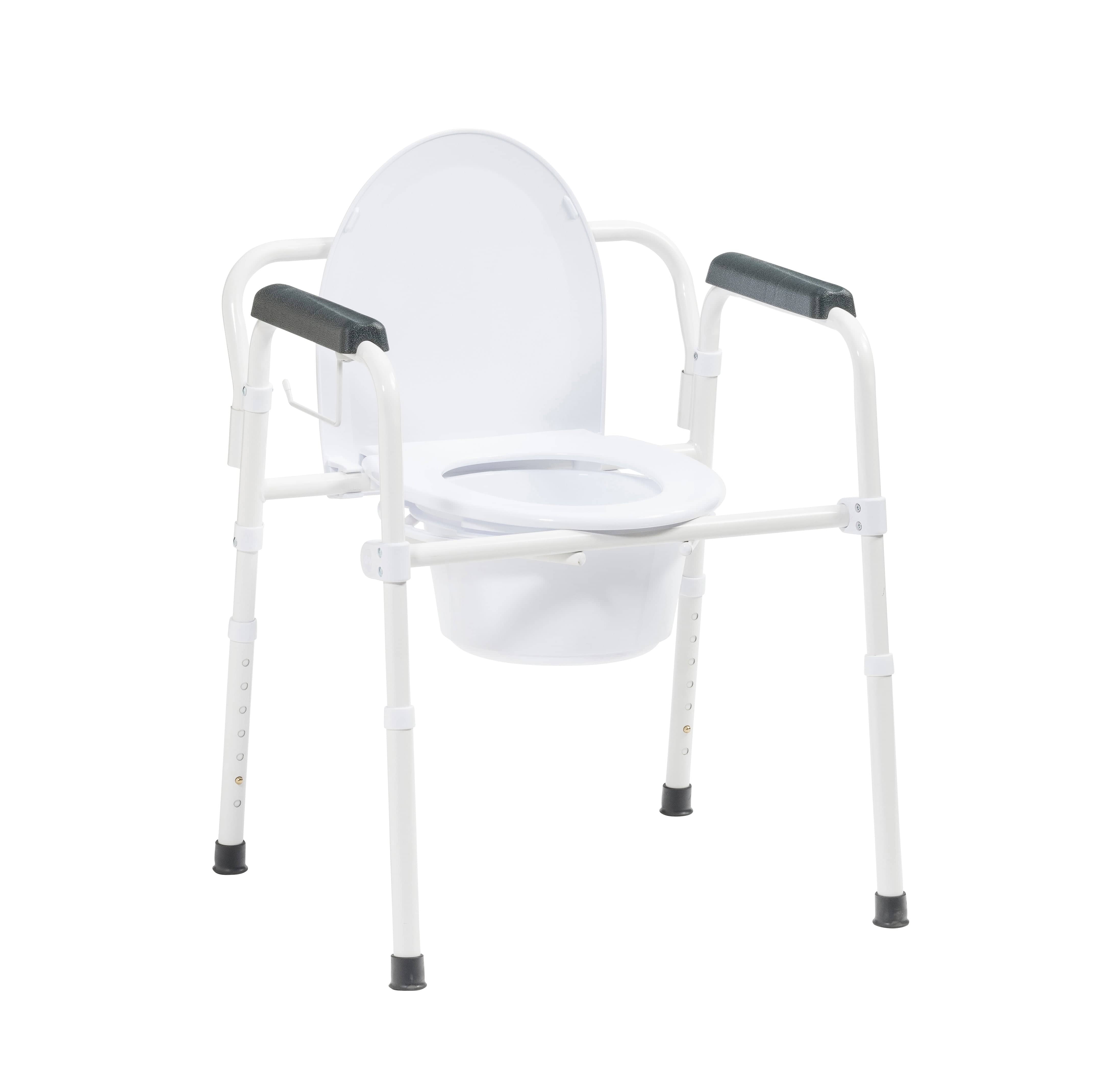 Drive Medical Commodes White Drive Medical Steel Folding Deep Seat Bedside Commode