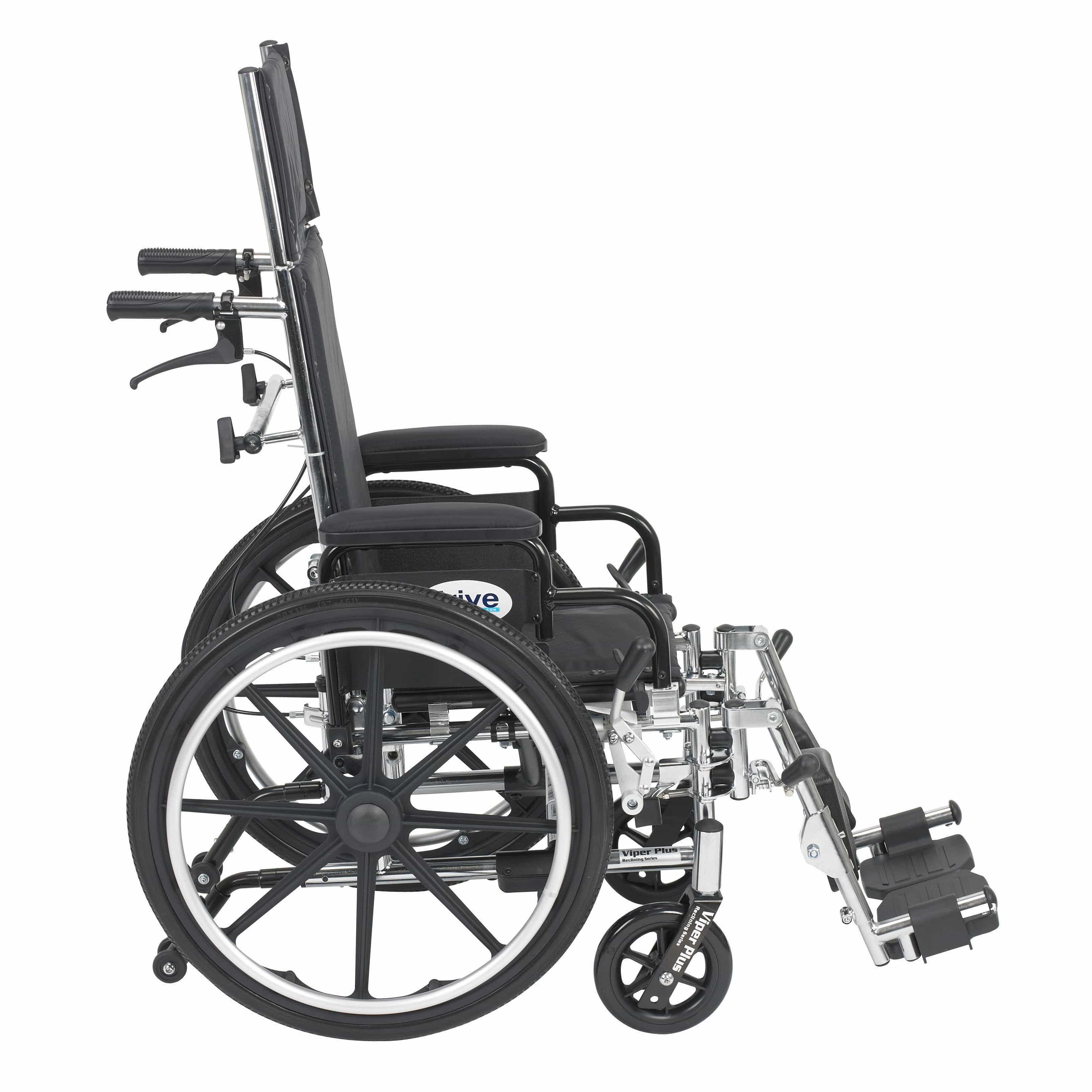 Drive Medical Wheelchairs Drive Medical Viper Plus Light Weight Reclining Wheelchair with Elevating Leg rest and Flip Back Detachable Arms