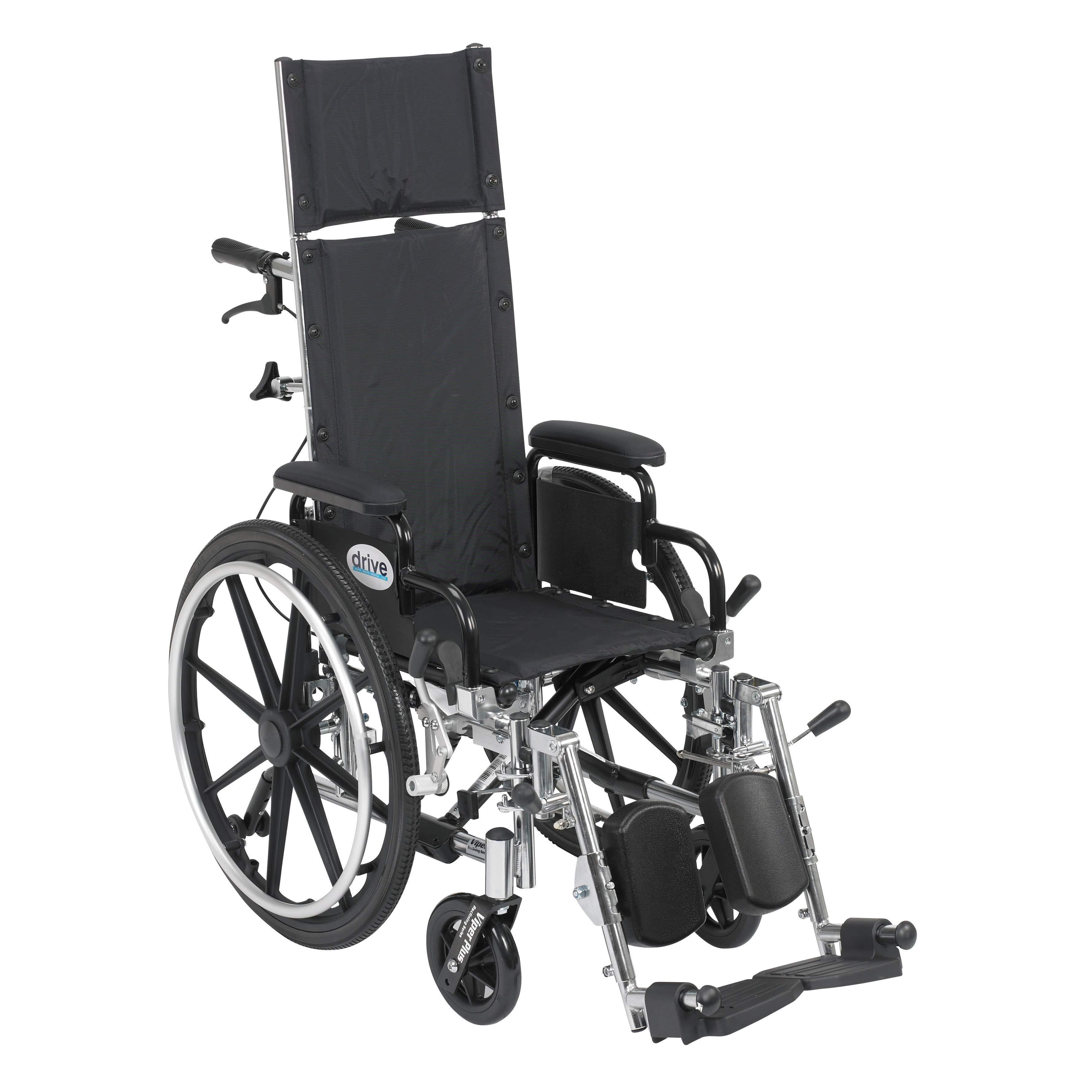 Drive Medical Wheelchairs 12" Seat Drive Medical Viper Plus Light Weight Reclining Wheelchair with Elevating Leg rest and Flip Back Detachable Arms