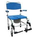 Drive Medical Bariatric Aluminum Rehab Shower Commode Chair with Two Rear-Locking Casters
