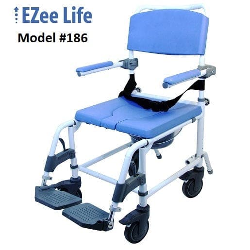 Healthline Non Tilts Healthline Model #186 Aluminum Shower Commode Chair 22″ wide seat