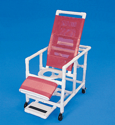 Healthline PVC Reclining Shower Chairs Healthline Reclining Commode w/ Legrest and Footrest