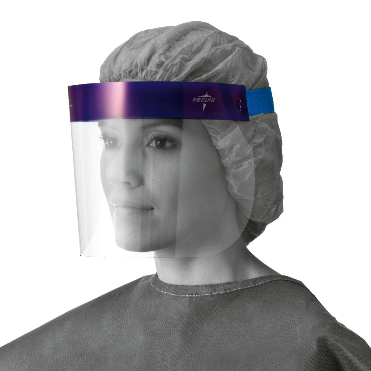 Medline Case of 96 Medline 3/4 Length Disposable Face Shields with Foam Top and Elastic Band