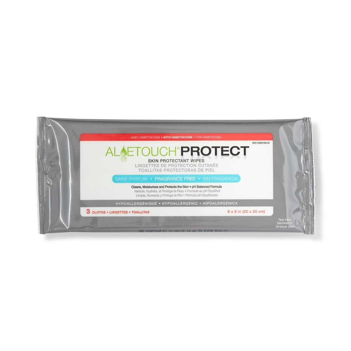 Medline 3/PK / Case of 72 Packs Medline AloeTouch PROTECT Dimethicone Skin Protectant Wipes