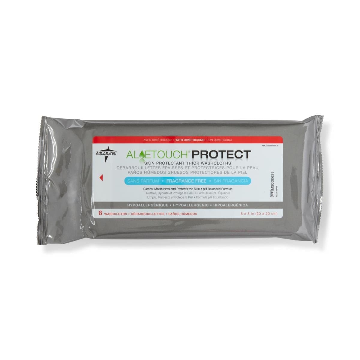 Medline 8/PK / Case of 30 Packs Medline AloeTouch PROTECT Dimethicone Skin Protectant Wipes