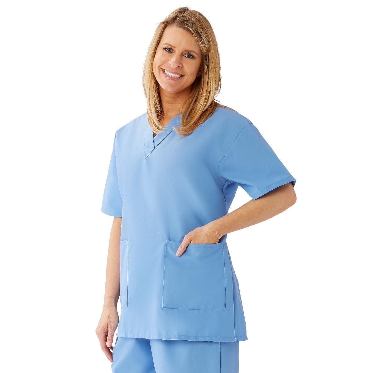 Medline Ceil Blue / 2XL Medline AngelStat Women's V-Neck Tunic Scrub Tops with 2 Pockets