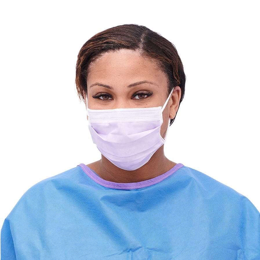 Medline Purple / Case of 300 Medline ASTM Level 3 Procedure Face Masks with Ear Loops