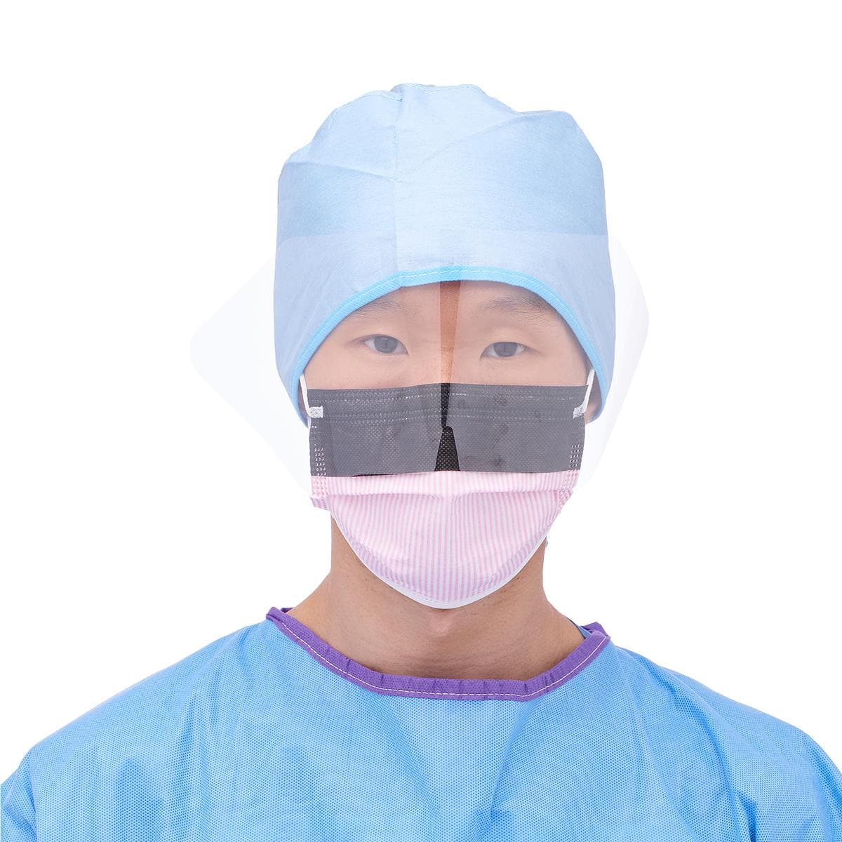 Medline Purple/White / Box of 25 Medline ASTM Level 3 Procedure Face Masks with Eye Shield and Ear Loops