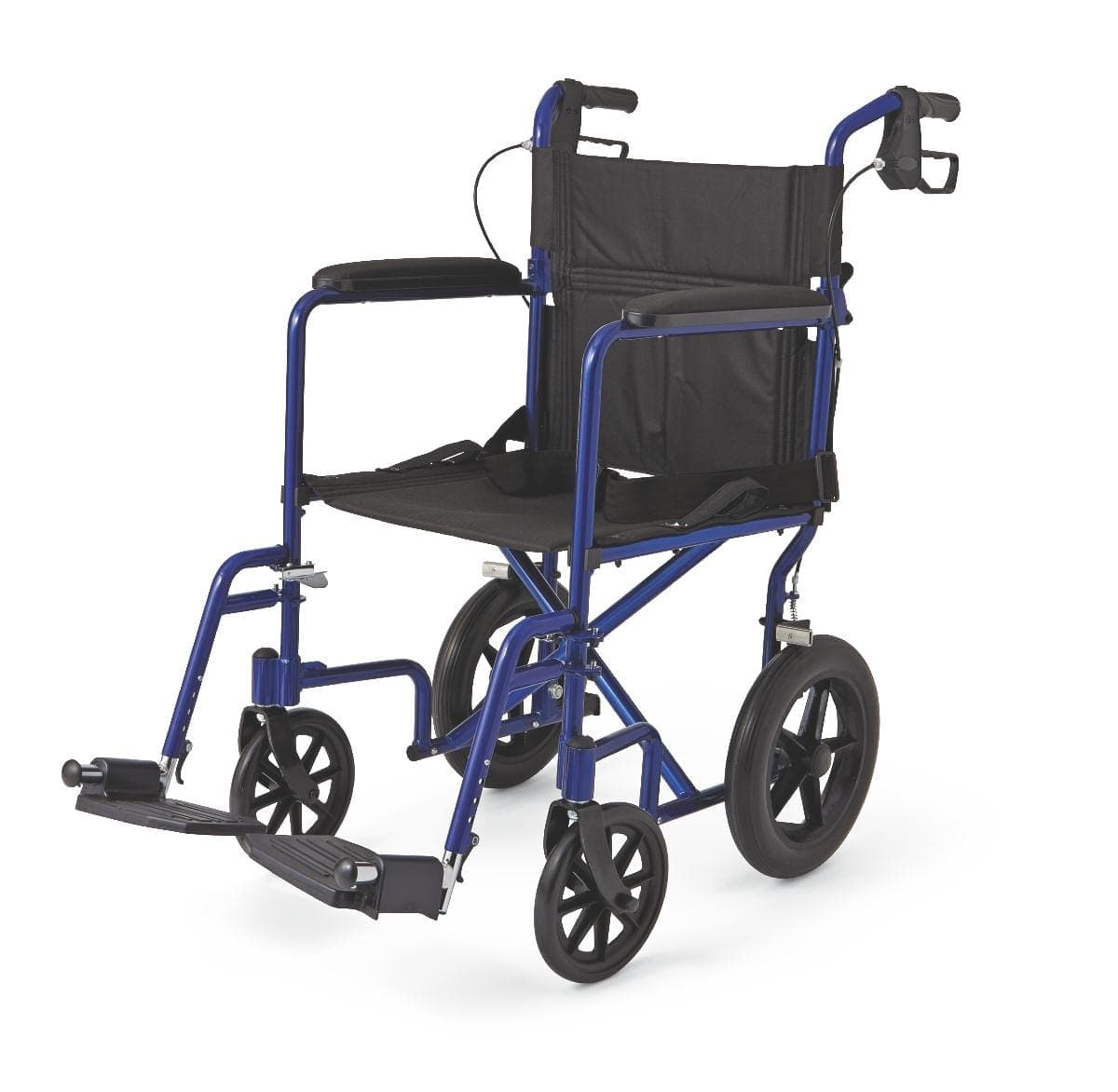Medline Blue / 12" Medline Basic Aluminum Transport Chair with 12" Wheels