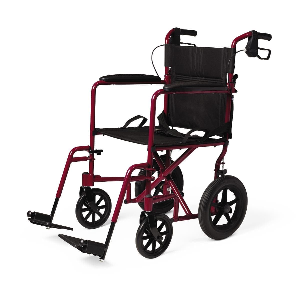 Medline Red / 12" Medline Basic Aluminum Transport Chair with 12" Wheels