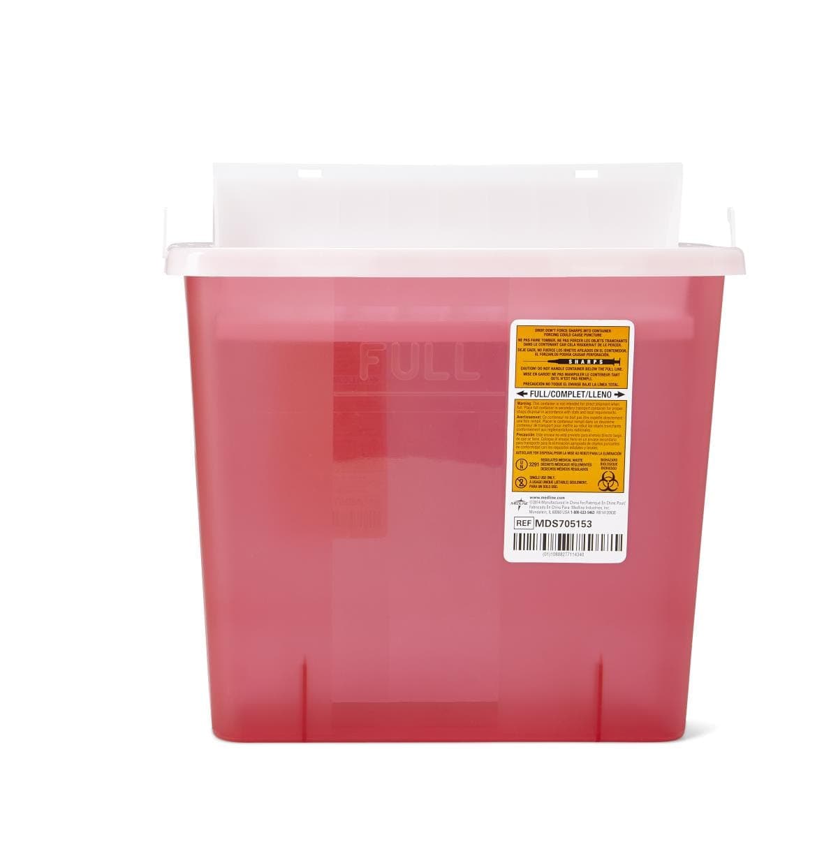 Medline Red / 1.25 GL / Case of 20 Medline Biohazard Patient Room Sharps Disposal Containers