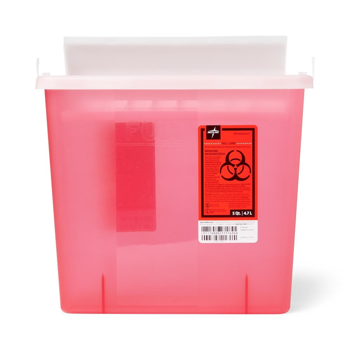 Medline Red / 1.25 GL / Single Item Medline Biohazard Patient Room Sharps Disposal Containers