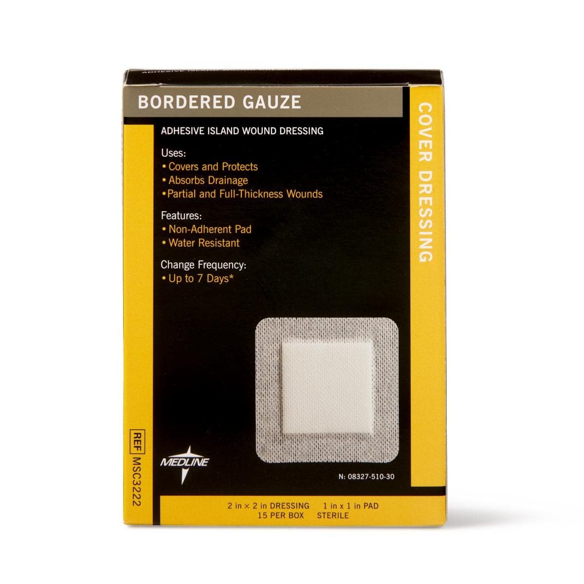 Medline 2" x 2" / Case of 150 Medline Bordered Gauze Adhesive Island Wound Dressing