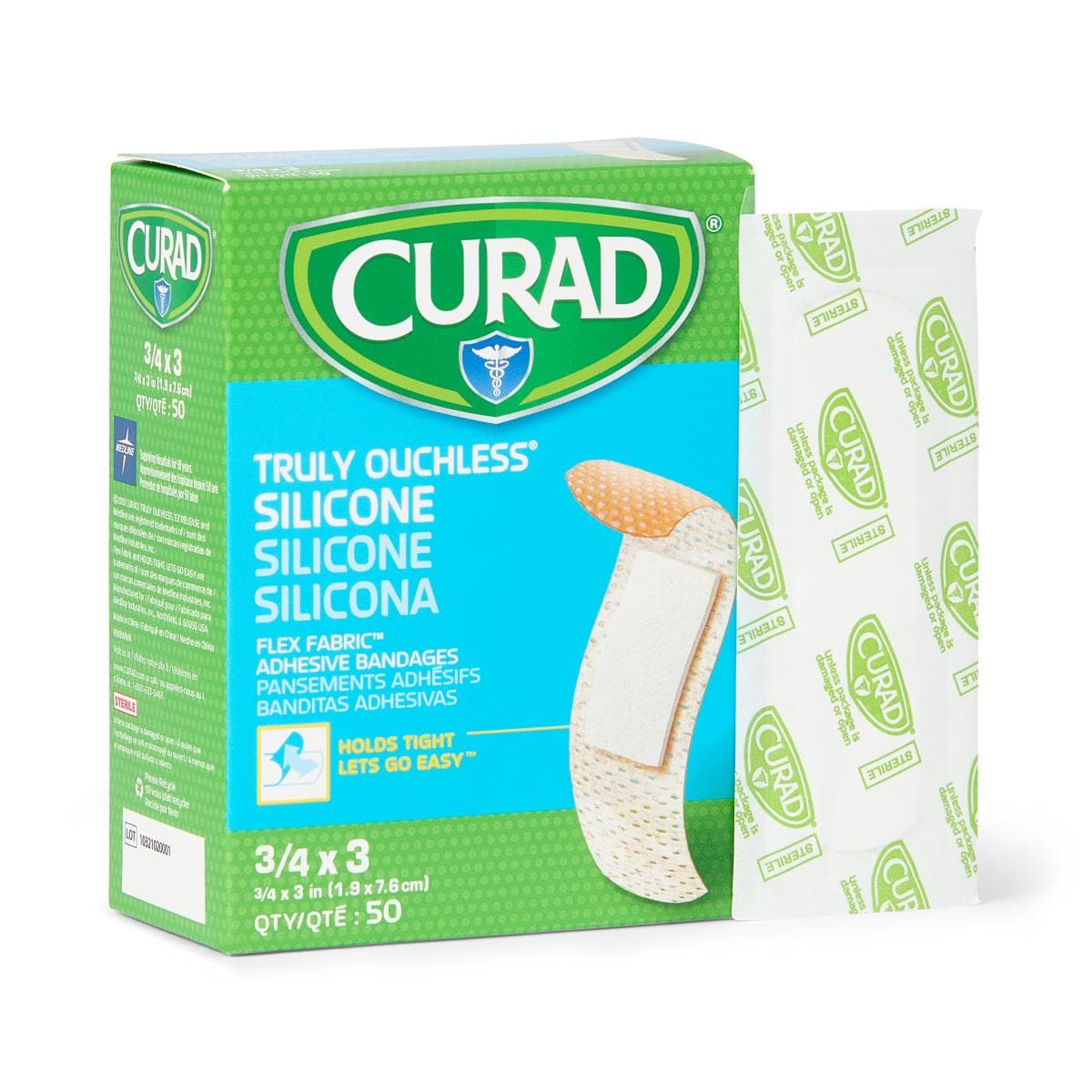 Medline 3/4"x4" / Box of 50 Medline CURAD Silicone Adhesive Bandages