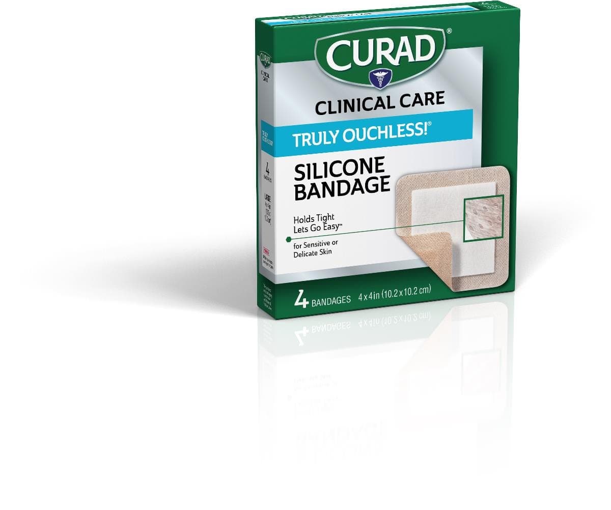 Medline 4"x4" / Case of 24 Boxes Medline CURAD Silicone Flexible Fabric Bandages