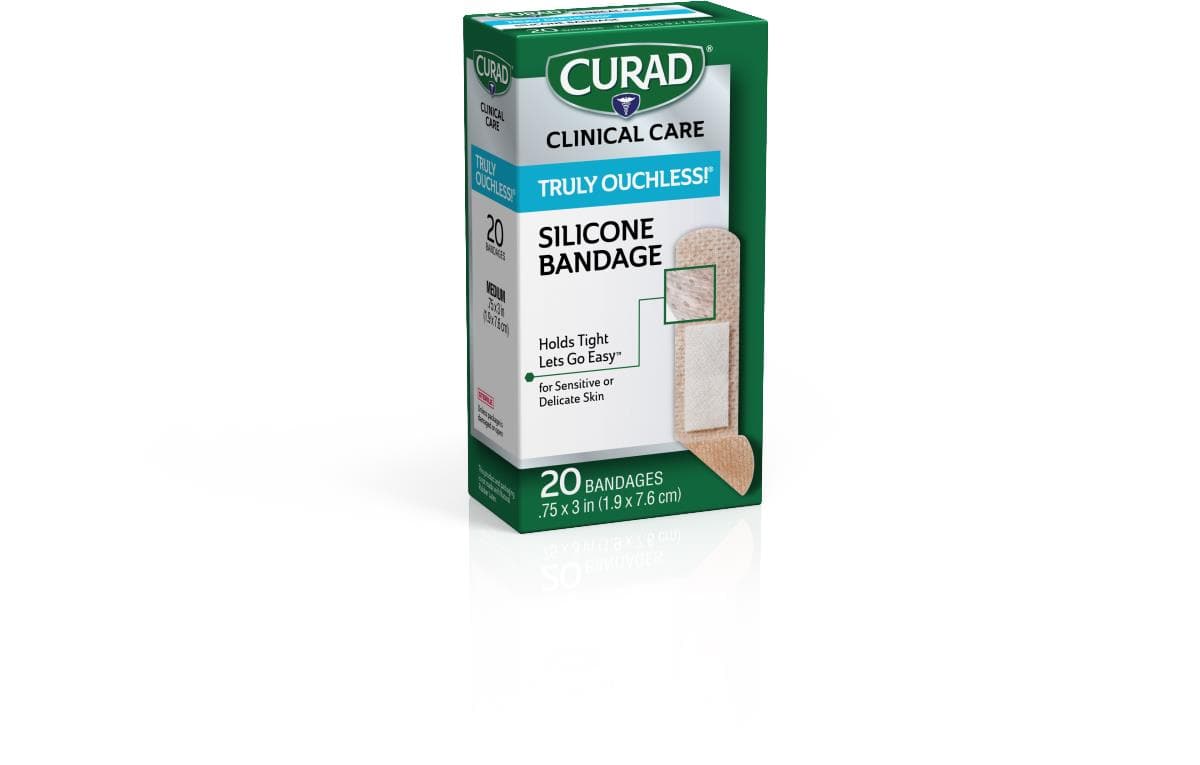 Medline 0.75"X3" / Case of 24 Boxes Medline CURAD Silicone Flexible Fabric Bandages