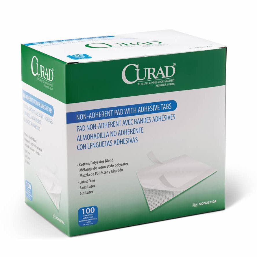 Medline 3" x 4" / Box of 100 Medline CURAD Sterile Nonadhernt Pad with Adhesive Tab