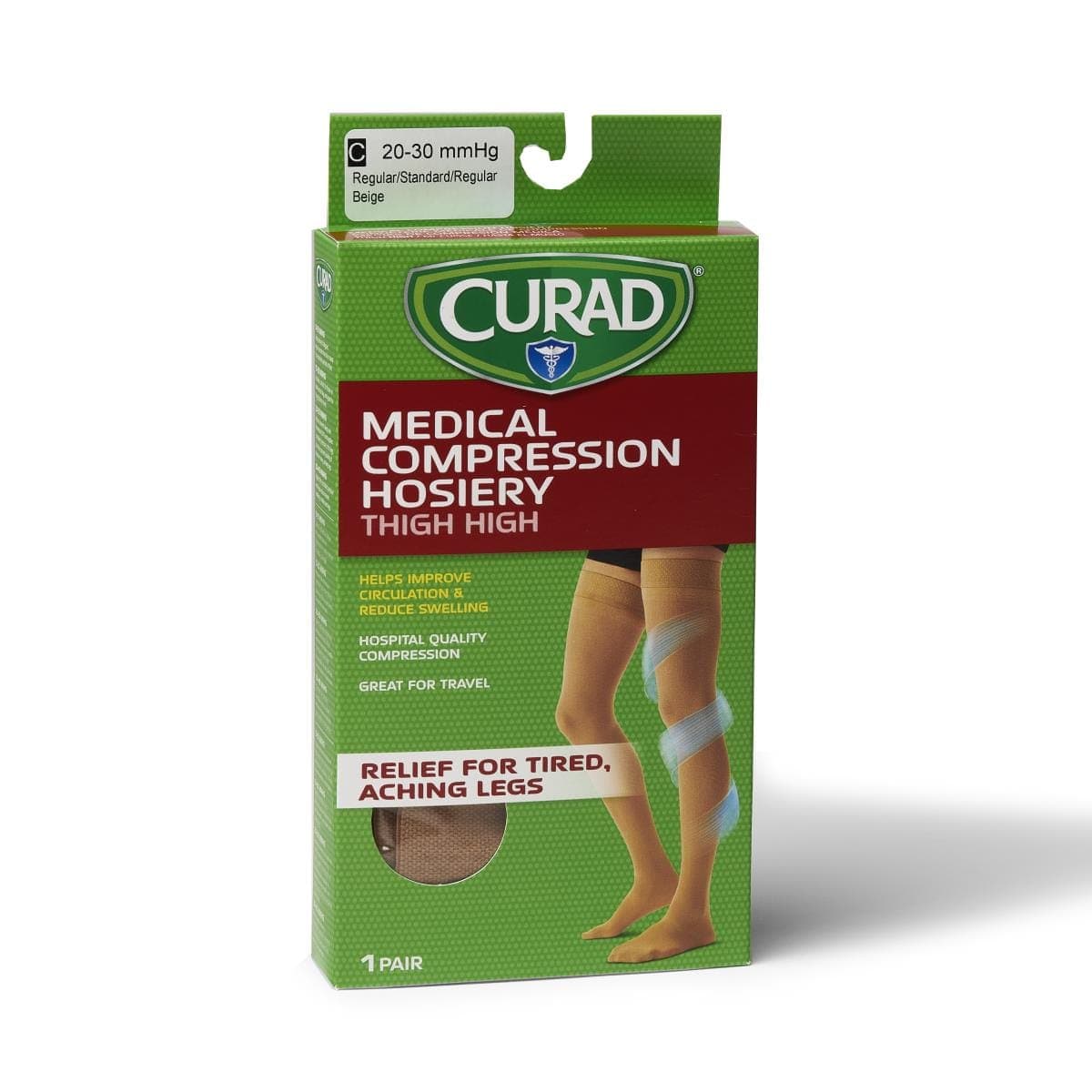 Medline Tan / 20-30 / C Medline CURAD Thigh 20-30mmHg Compression Hosiery