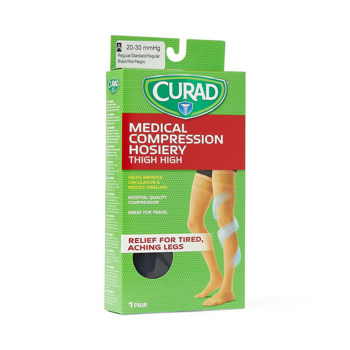 Medline Black / 20-30 / A Medline CURAD Thigh 20-30mmHg Compression Hosiery