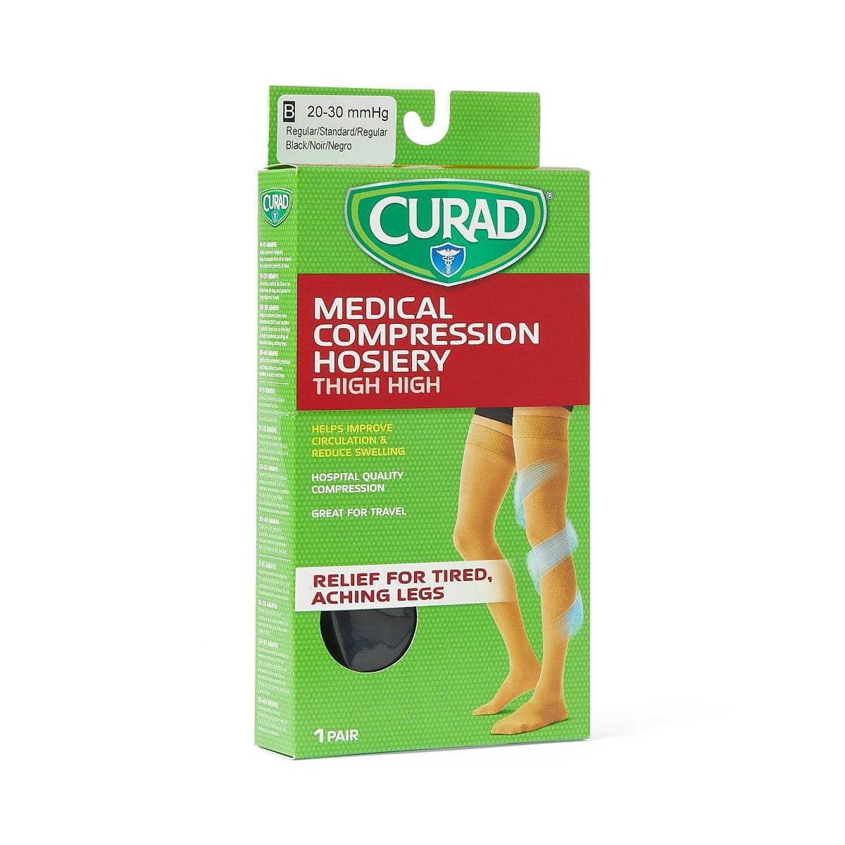 Medline Black / 20-30 / B Medline CURAD Thigh 20-30mmHg Compression Hosiery