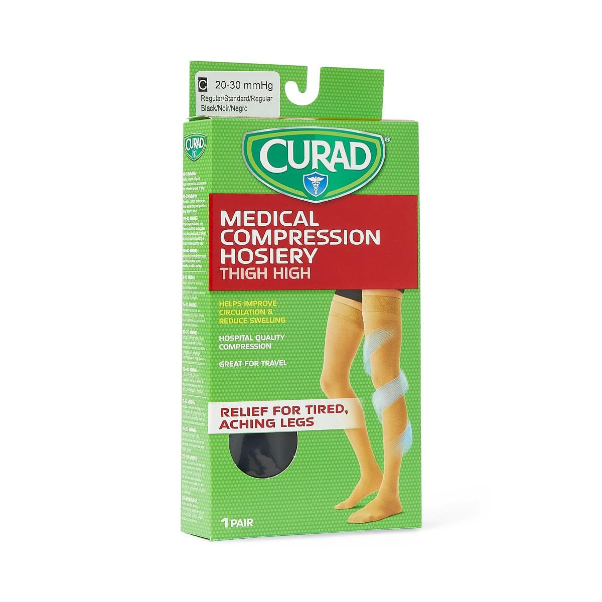 Medline Black / 20-30 / C Medline CURAD Thigh 20-30mmHg Compression Hosiery