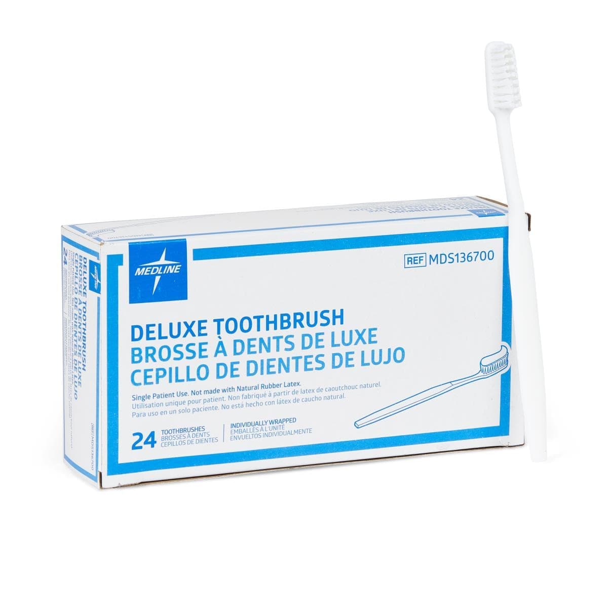 Medline Box of 24 Medline Deluxe Adult Patient Toothbrush