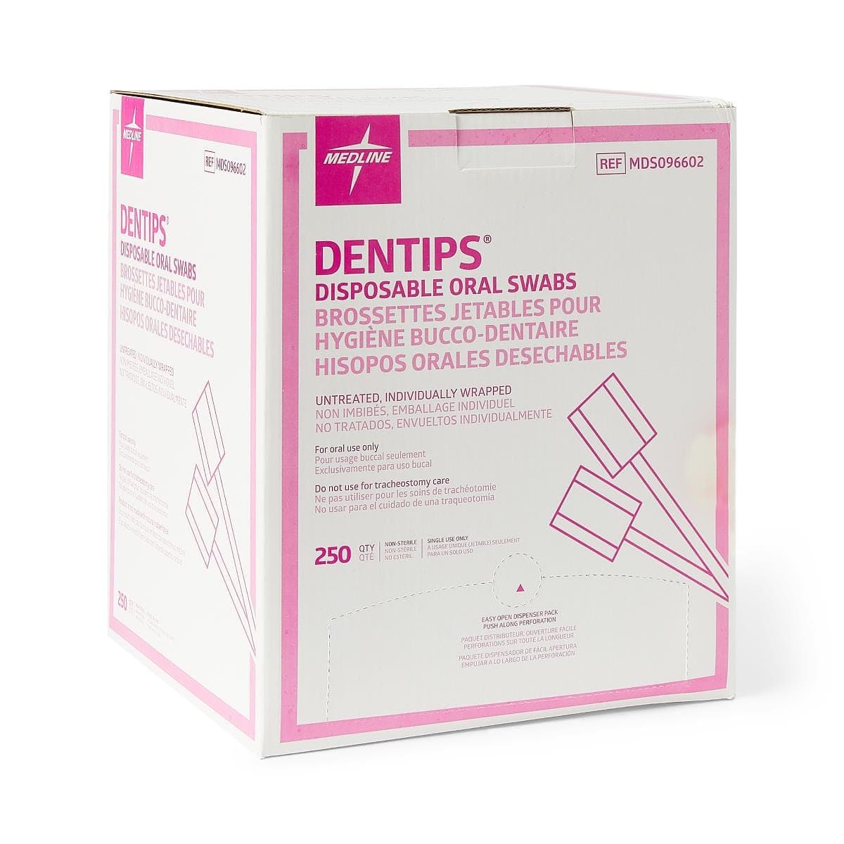 Medline Pink / Case of 1000 Medline DenTips Oral Swabsticks