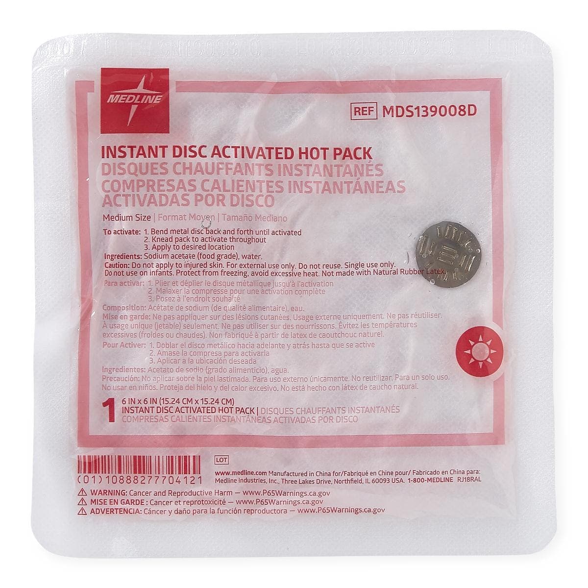 Medline 6"X6" Medline Disc Hot Packs