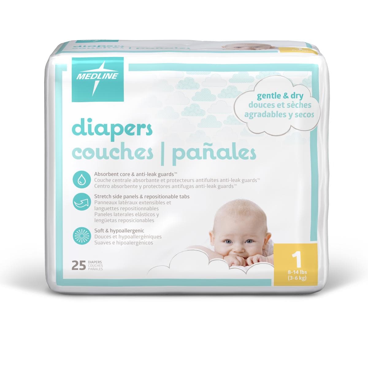 Medline 8-14 lbs / Case of 200 Medline Disposable Baby Diapers