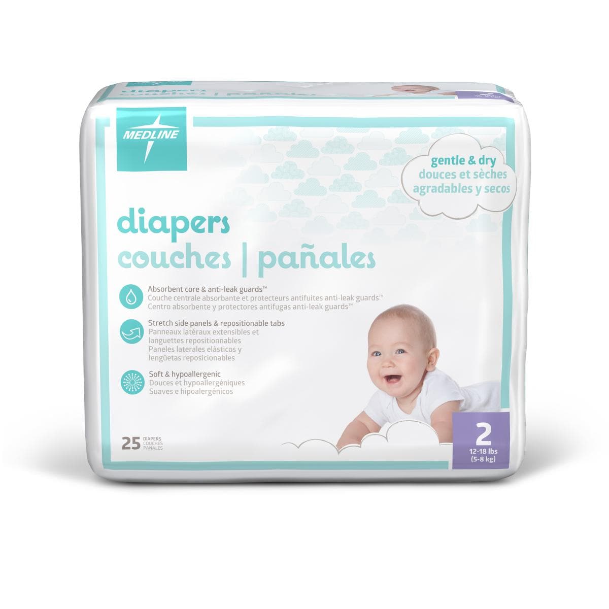 Medline 12-18 lbs / Case of 200 Medline Disposable Baby Diapers