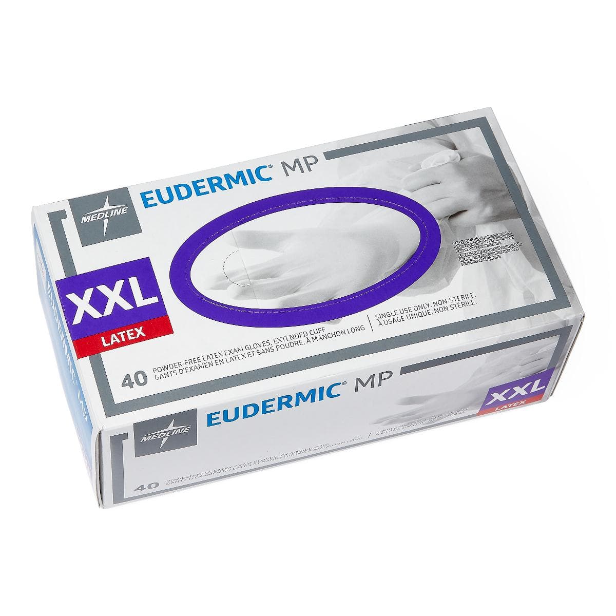 Medline 2XL / Case of 400 Medline Eudermic MP High-Risk Powder-Free Latex Exam Gloves