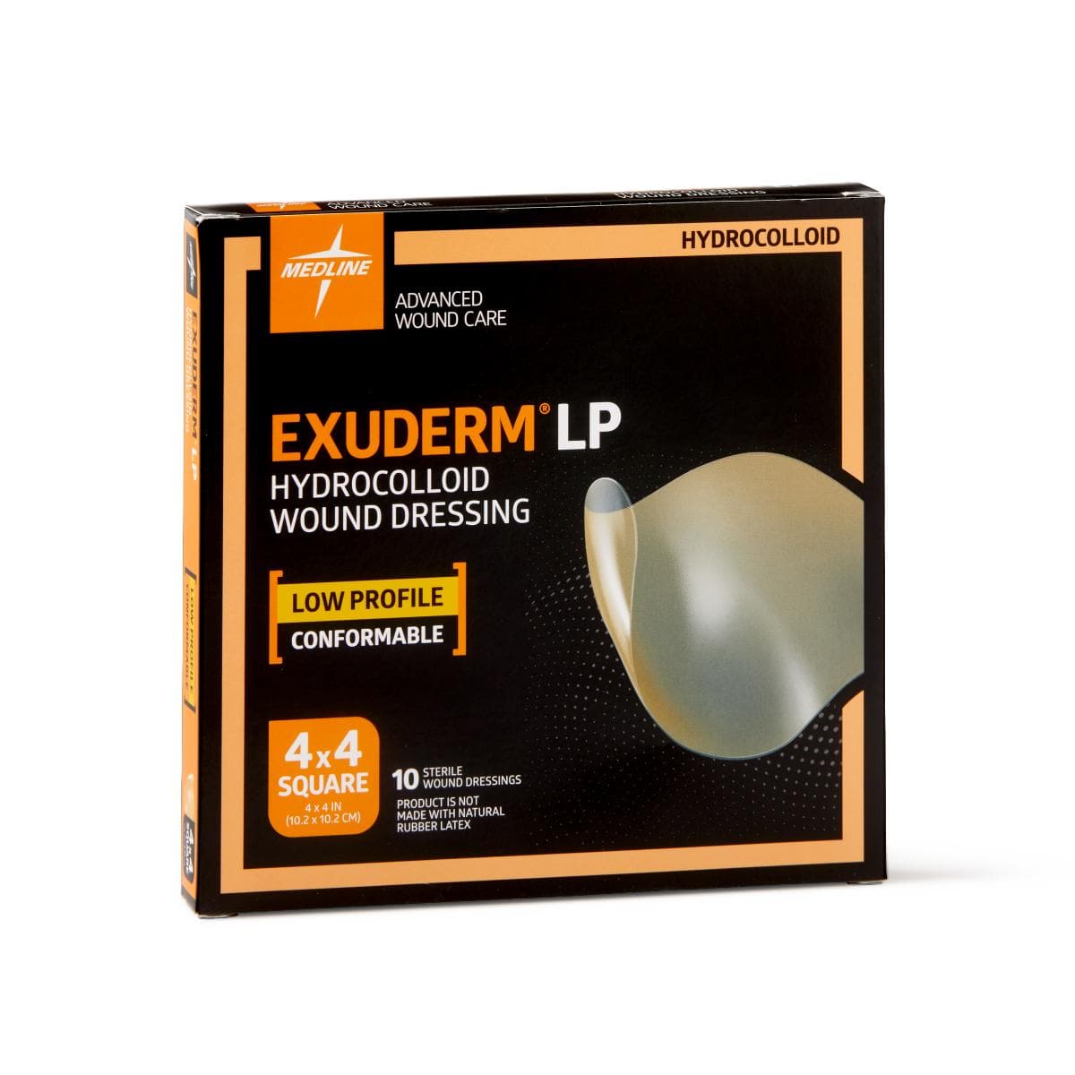 Medline 4"x4" / Box of 10 Medline Exuderm LP Low-Profile Hydrocolloid Wound Dressings