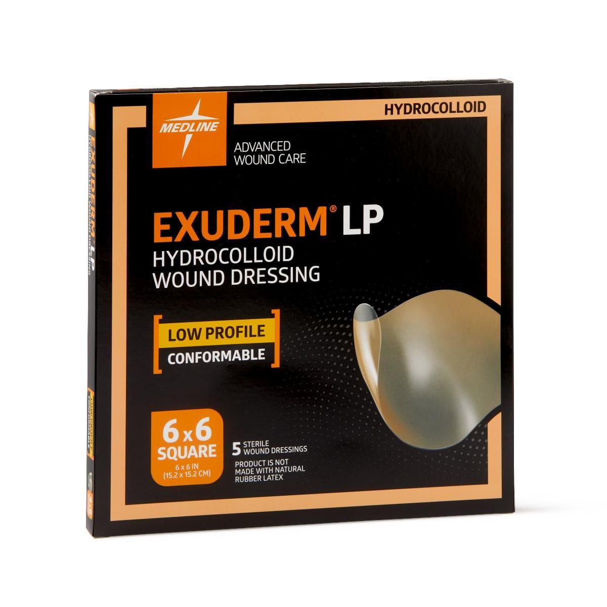 Medline 6"x6" / Box of 5 Medline Exuderm LP Low-Profile Hydrocolloid Wound Dressings