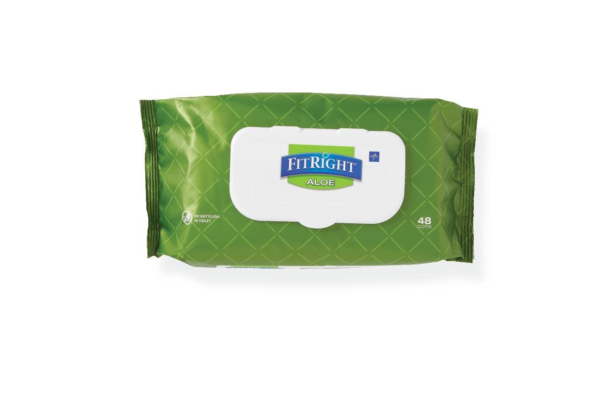 Medline Pack of 1 Medline FitRight Aloe Quilted Personal Cleansing Wipes