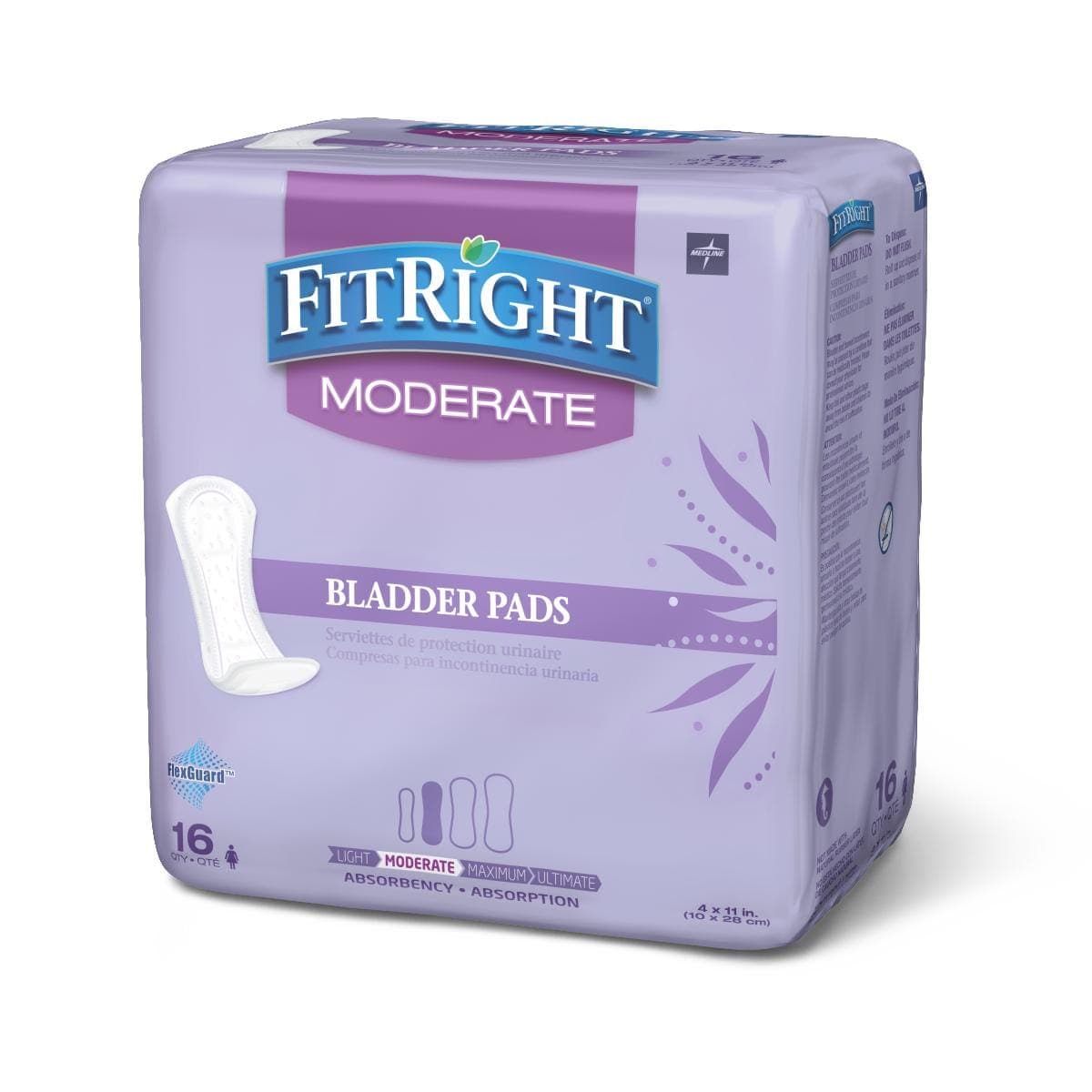 Medline Moderate / Bag of 16 Medline FitRight Bladder Control Pads