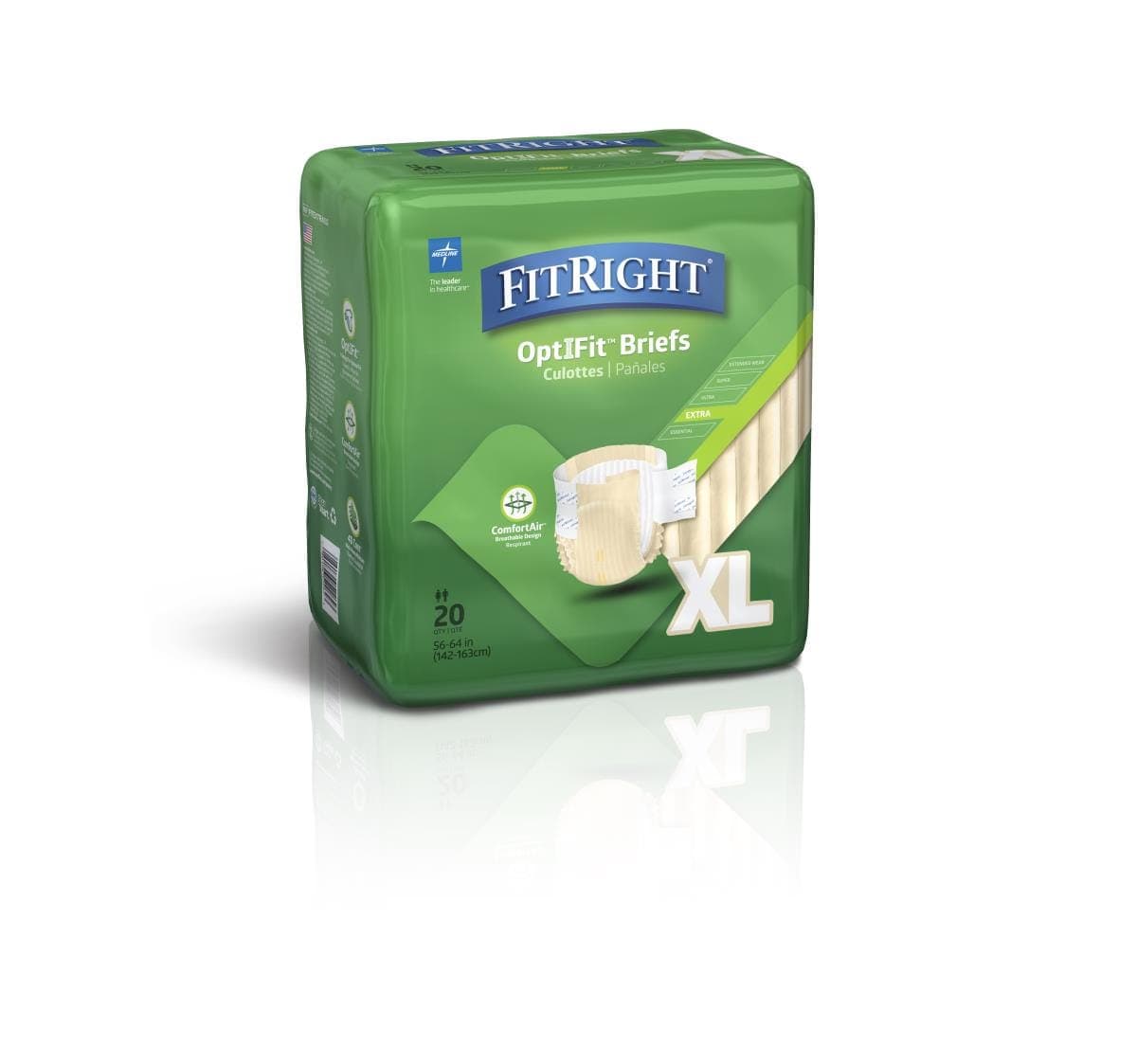 Medline XL / Bag of 20 Medline FitRight Extra Incontinence Briefs