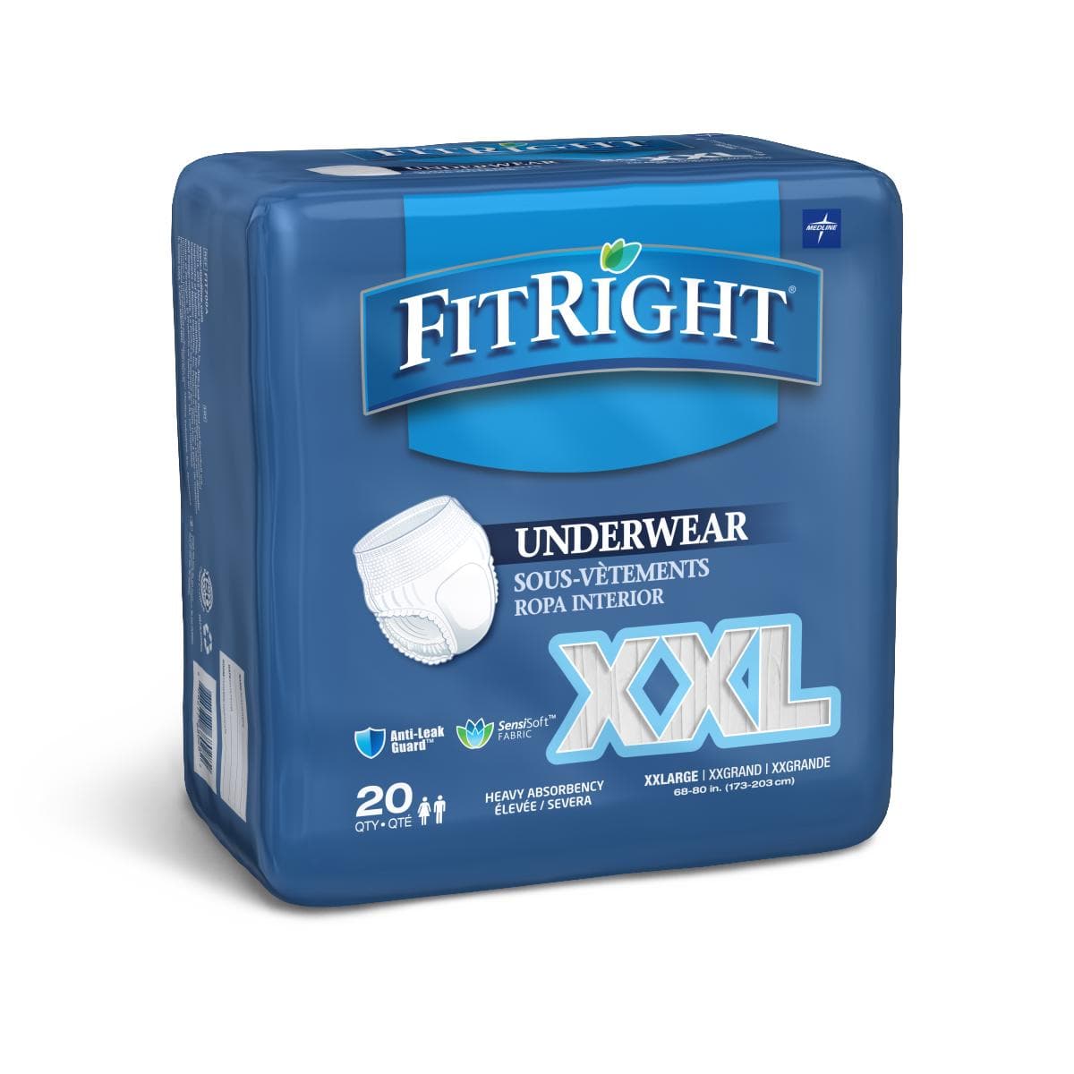 Medline Case of 80 Medline FitRight Heavy Absorbency Protective Underwear