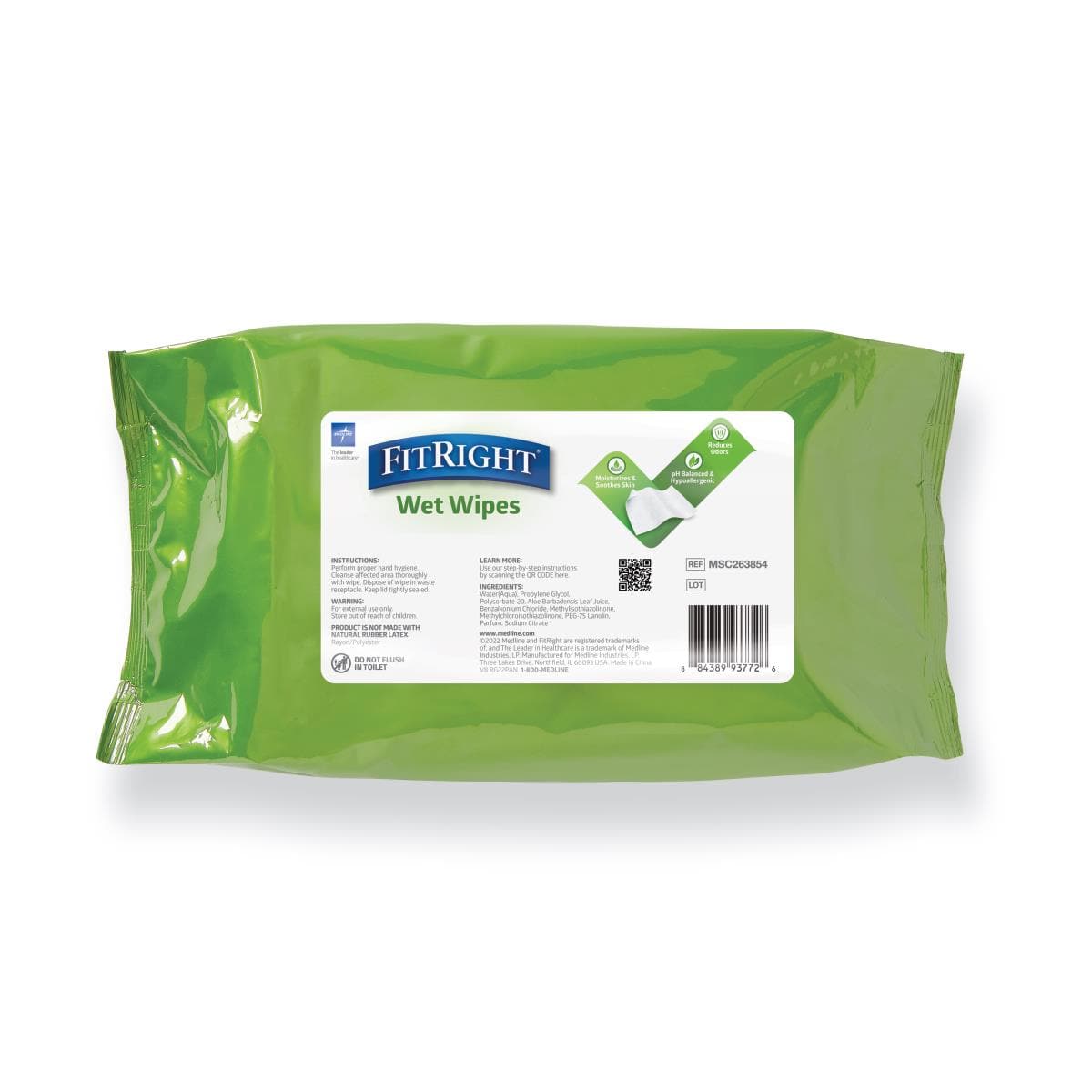 Medline Scented / Case of 6 Packs Medline FitRight Personal Cleansing Wipes