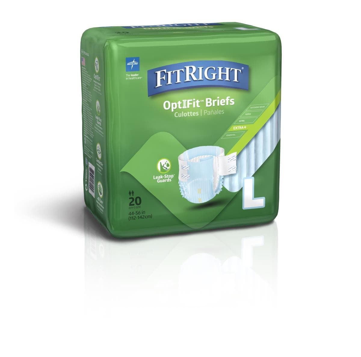 Medline L / Case of 80 Medline FitRight Plus Incontinence Briefs