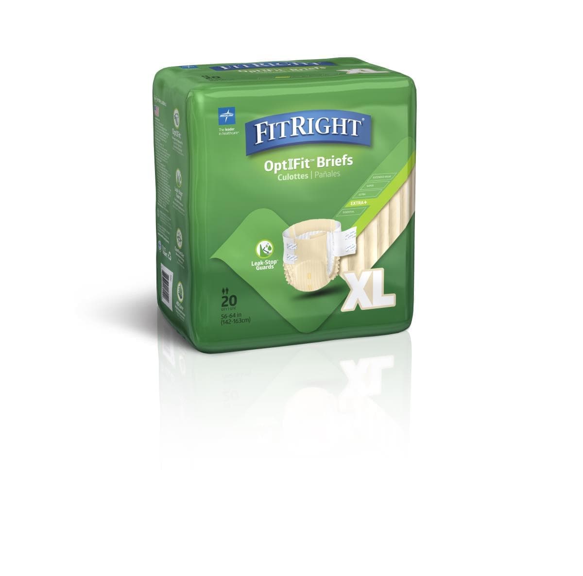 Medline XL / Bag of 20 Medline FitRight Plus Incontinence Briefs