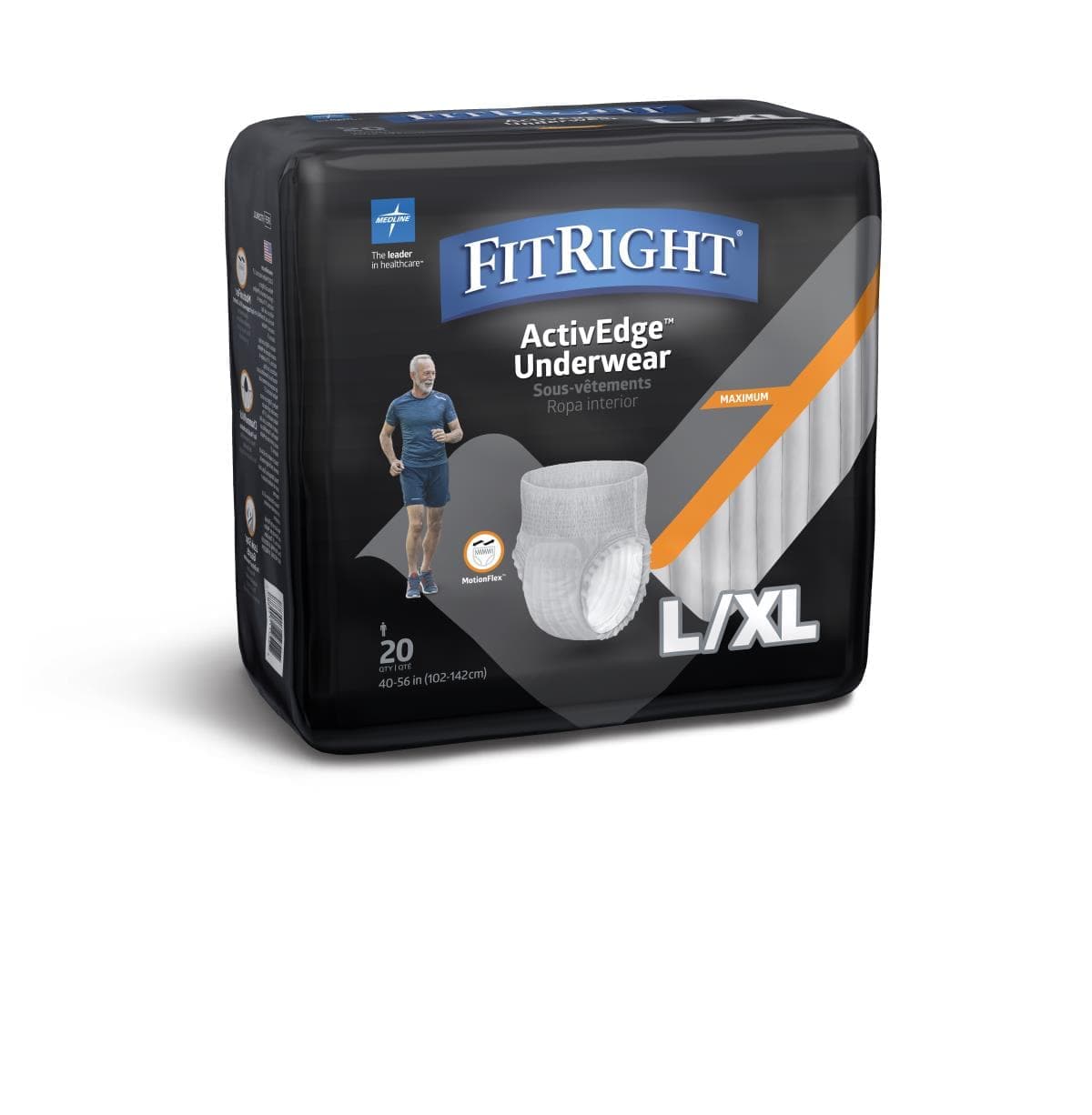 Medline L/XL / Case of 80 Medline FitRight Ultra Underwear for Men