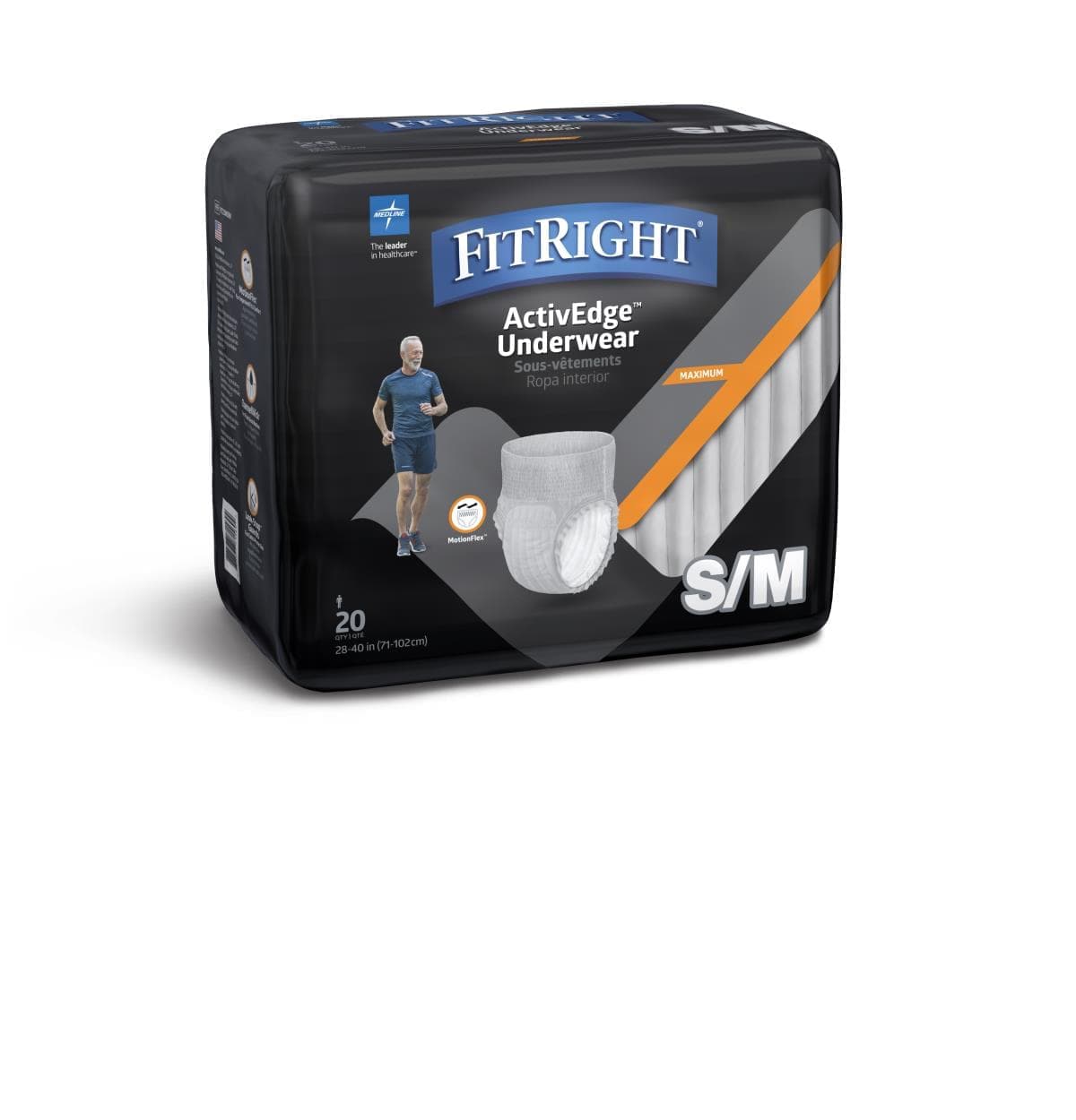 Medline S/M / Case of 80 Medline FitRight Ultra Underwear for Men