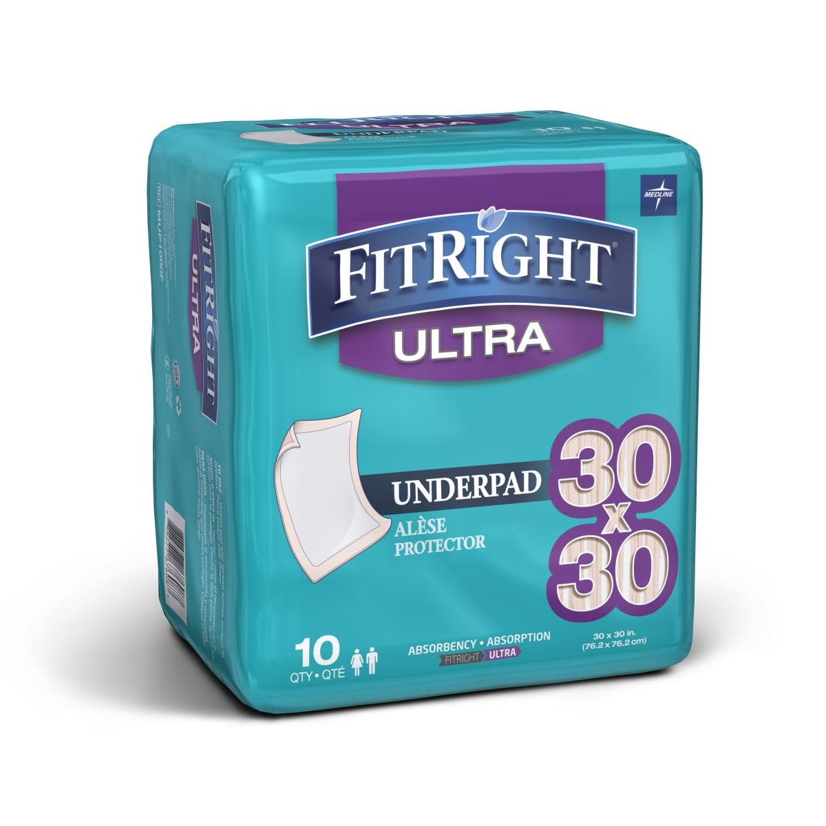 Medline 30"x30" / Bag of 10 Medline FitRight Underpads