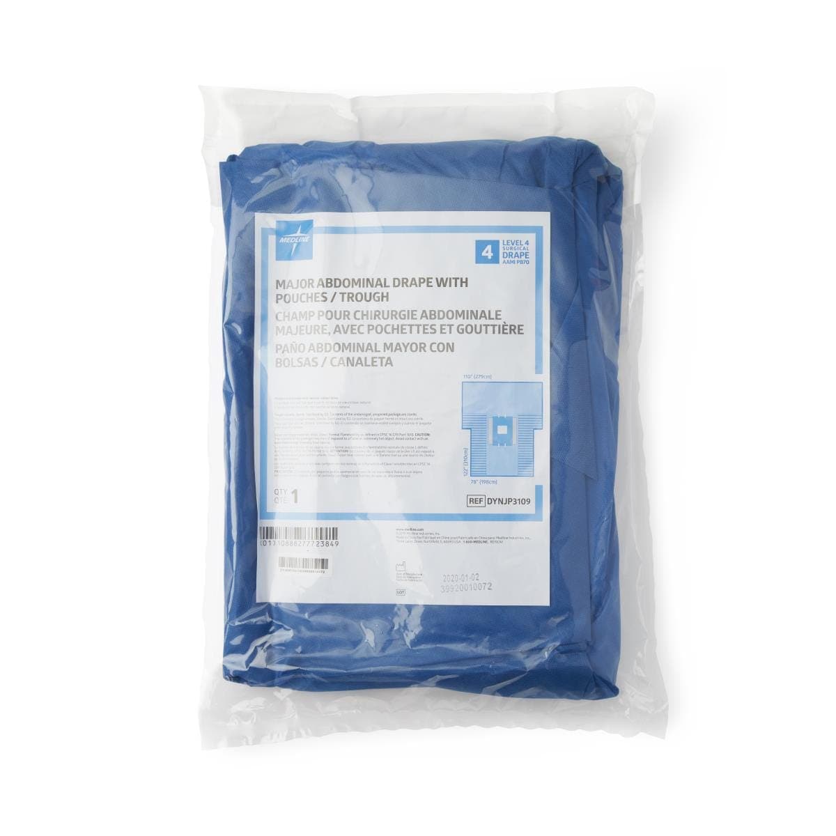 Medline Laparotomy / Case of 8 Medline Major Abdominal Surgical Drape with Pouches