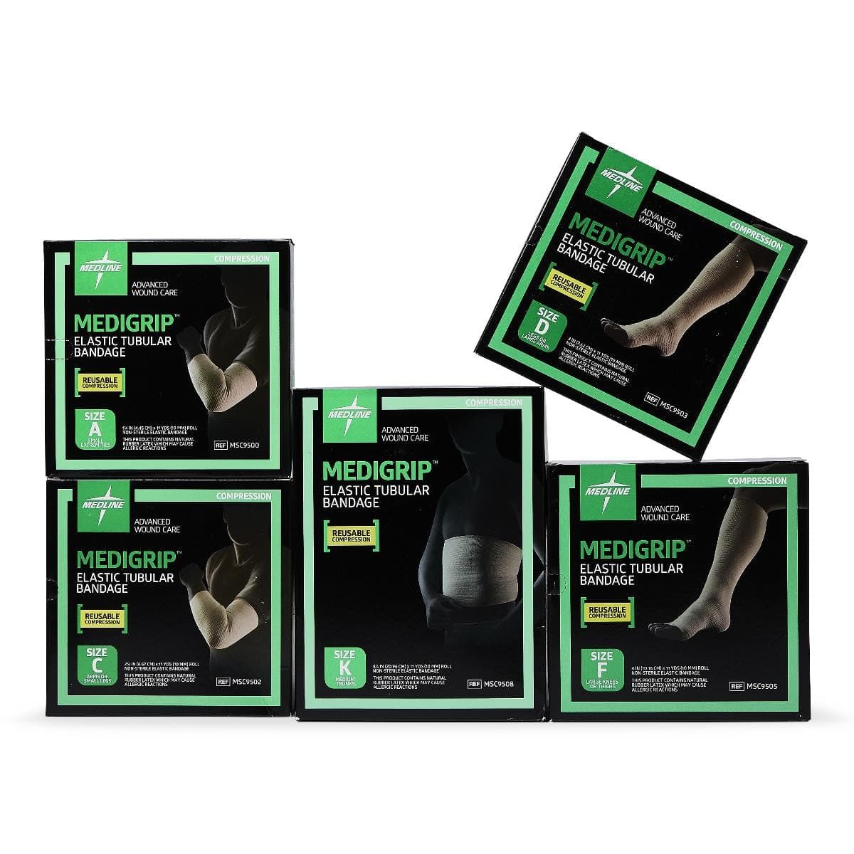 Medline E / Case of 30 Medline Medigrip Elastic Latex Tubular Support Bandages