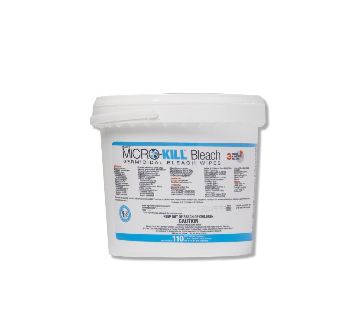 Medline 12"X12" / Case of 4 Medline Micro-Kill Bleach Germicidal Bleach Wipes