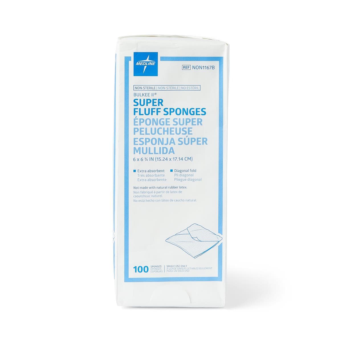 Medline 6"X75" / Bag of 100 Medline Nonsterile Bulkee II Extra Absorbent Super Fluff Sponge