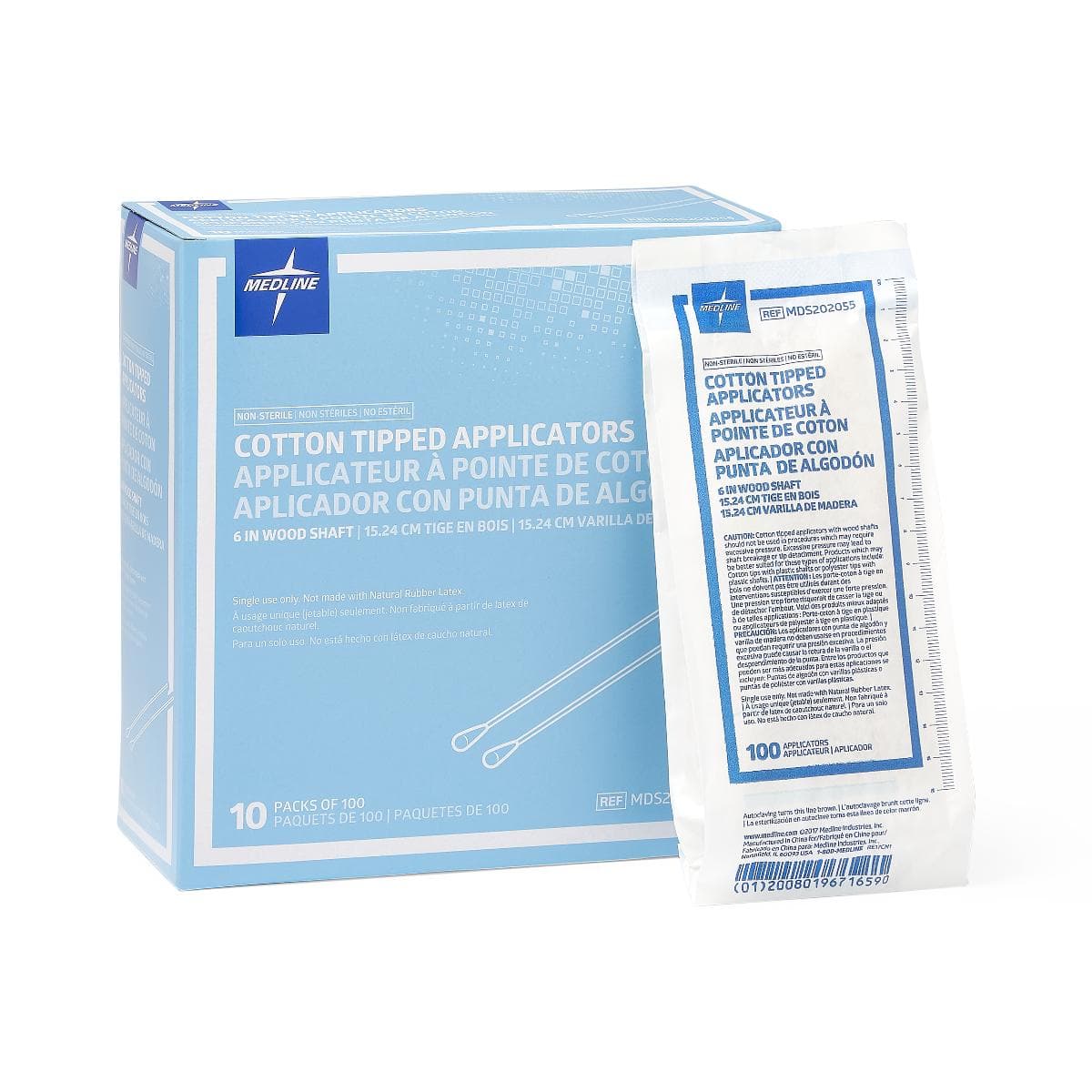 Medline 6" / Case of 10000 Medline Nonsterile Cotton Tipped Applicator